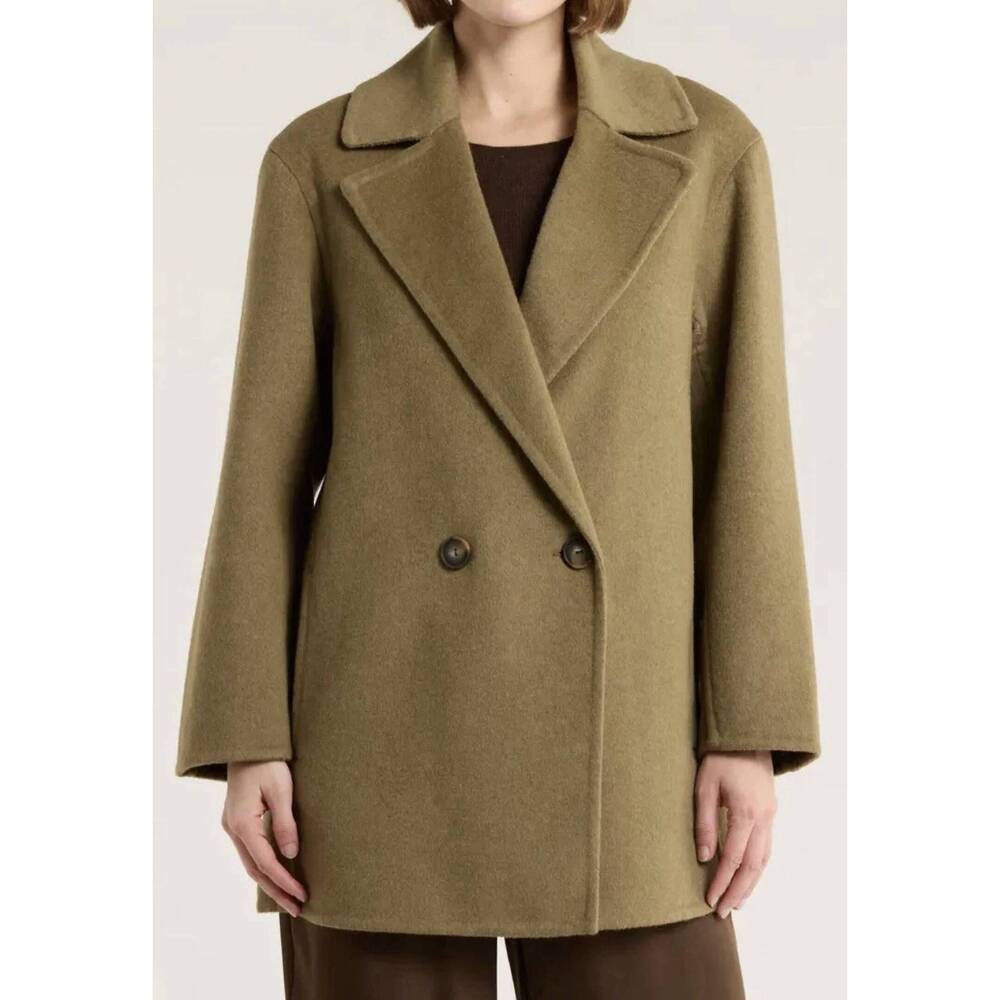NEW VINCE wool blend car coat in dark artichoke